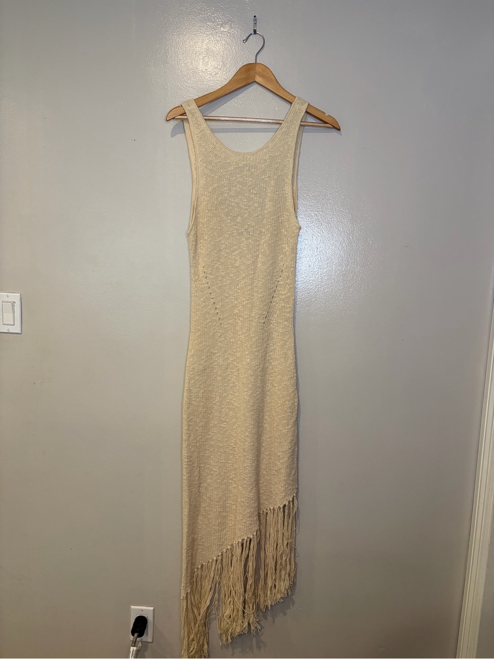 Rails Sleeveless Cream Fringe Knit Dress